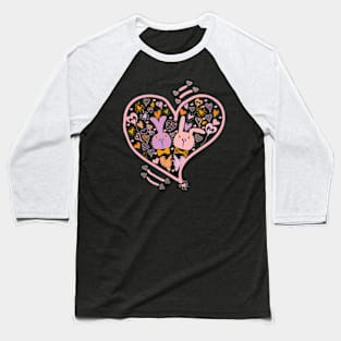 2 Cute Bunnies in Love Baseball T-Shirt